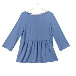 J Jill Womens Medium Blue 3/4 Sleeve Knit Tunic Top Modal Modest Boho Comfrot‎